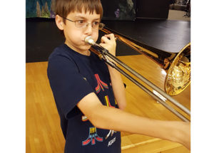 RLS Middle School student playing trombone